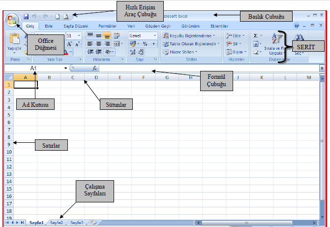 ELEKTRONİK ÇİZELGE PROGRAMI MICROSOFT OFFICE EXCEL Microsoft Excel bir hesap tablosu programıdır. Bu program ile kolayca tablo oluşturulabilir ve tablo üzerinde hesaplama işlemleri yapabilirsiniz.