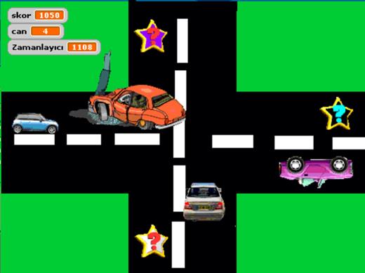 yol üzeride araç polis ve dur karakterleri yer almaktadır.bitiş bayrağının üzerine gelindiğinde ise 2. Levele geçiş yapar. Oyun Sahne2 Oyunumun 2. Levelinde yolda yan tarafta görüldüğü gibidir.