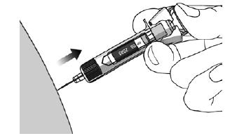 Enjektörü bir elinizle, orta ve işaret parmağınızla tutun. Başparmağınızı piston kafasına yerleştirin.