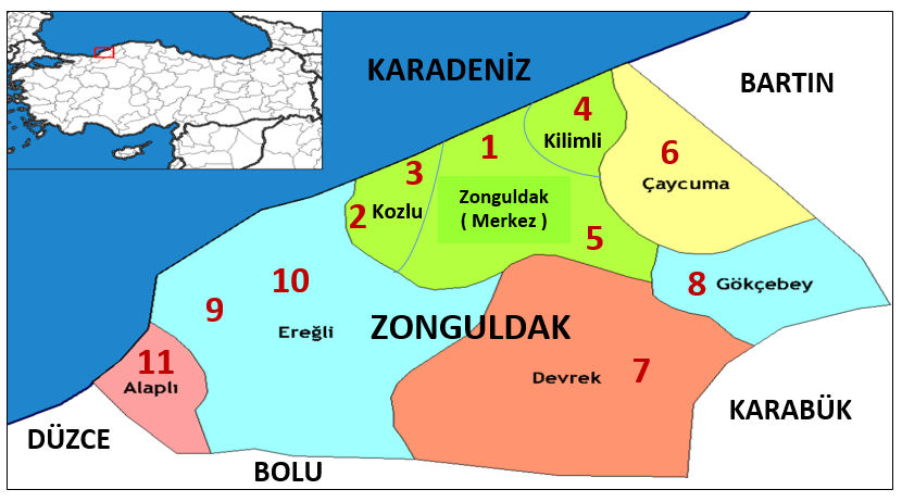EK - 1 EK 1 ÜNİVERSİTEMİZİN COĞRAFİ KONUMU VE KAMPÜSLERİN İL GENELİNDEKİ DAĞILIMI ZONGULDAK VE İLÇELERİ ARASI MESAFELER Yol Zonguldak Kozlu ( İncirharmanı Kampüsü ) Zonguldak Kozlu