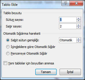 4. Tablo İşlemleri 4.1. Tablo Ekleme Word dokümanlarınıza beş farklı yöntemle tablo ekleyebilirsiniz. 4.1.1. Tablo Kılavuzunu Kullanarak Tablo Ekleme Tablo eklemenin en hızlı yolu istediğiniz tablo boyutunu Tablo kılavuzundan seçmektir.