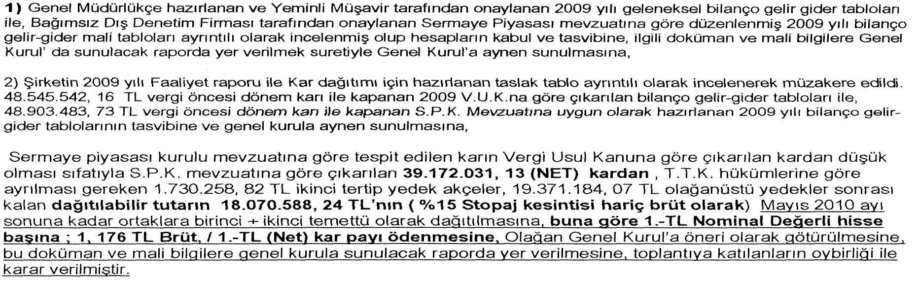 6. Kurulumuz kaydında bulunan ve hisse senetleri İMKB de işlem görmeyen Elda İçecek ve Enerji Hizmetleri Sanayi ve Ticaret A.Ş. nin 06.05.