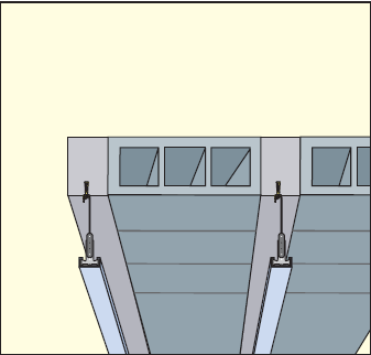 ASMA TAVAN 4.2.22. Değişken mesafeli tavanlar Askı çubukları çelik dübeller üzerindeki L-demirin içinden geçilerek asılır. Askı maşaları askı çubuklarına geçirilir.