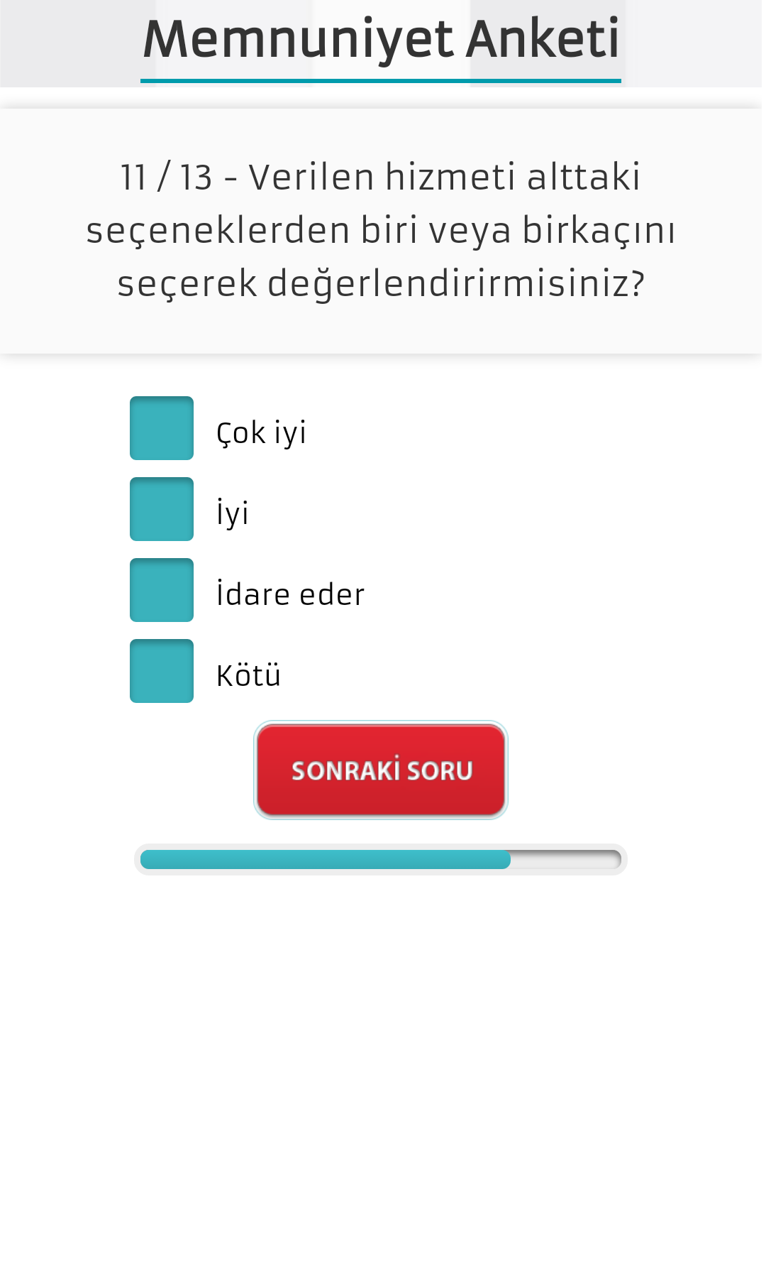 9- Check Box cevaplama stili: Bu seçenek seçilerek soruya göre ankete katılacak