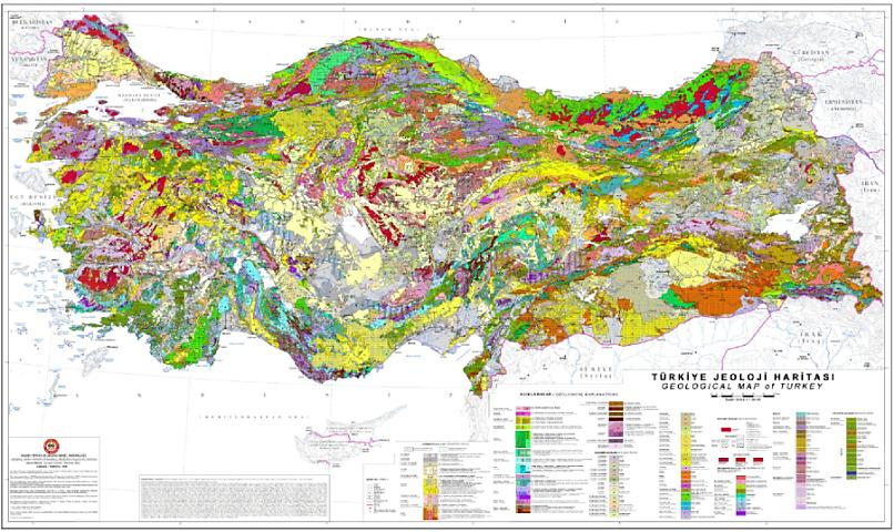 Türkiye Jeoloji Veri Tabanı (TJVT) 1995 yılında başlatılan çalışma sonucunda, toplam 5547 adet olan 1/25.