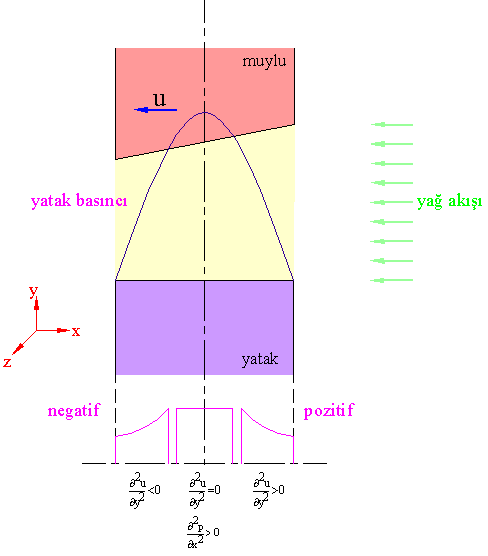 Şekil 4.5 Hız gradyanı ile basınç arasındaki ilişki u Şekil 4.5 de verilen yüzeylerin girişinde 0 y ve bu nedenle p x pozitiftir.