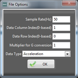 Sample Rate: Dosyanın hangi örnekleme frekansı ile kayıt edildiği bilgisidir. Bu değerin doğru girilmesi önemlidir. Data Column Index: İlgili verinin, dosyanın hangi sütununda olduğu bilgisidir.