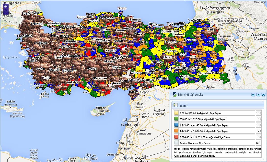 Yerleşim yeri seçim ekranından İlçelere Göre seçeneği seçilerek analizin ilçeler seviyesinde yapılması sağlanır.