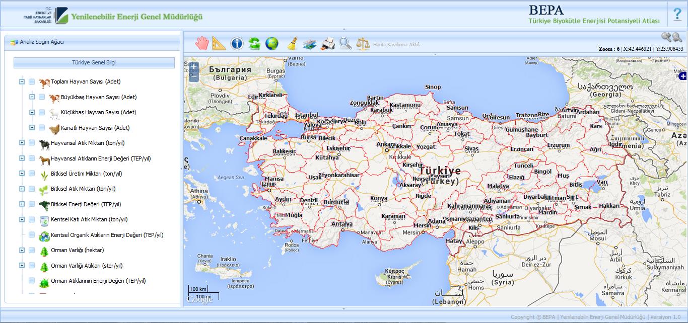 BEPA ile hem il hem de ilçe bazında biyokütle enerjisi potansiyeli analizi işlemleri yapılabilir.