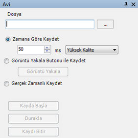 amana göre, gerçek zamanlı yada görüntüyü yakala butonu seçenekleri ile kaydedilebilir ve kayıt kalitesi ayarlanabilir. Kayıt esnasında duraklama yapılıp yeniden devam edilebilir.