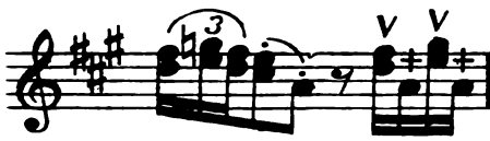 AKÜ AMADER / SAYI 2 135 üstünde pizz. ya da pizzicato şeklinde gösterilmektedir. Sol el pizzicatosu nota üzerinde (+) işareti olarak aşağıdaki şekilde gösterilmektedir (Şekil 30). Şekil 30.
