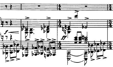 Örnek 10: Francis Poulenc in Obua ve Piyano Sonatı nın 2. Bölümü 112-114. Ölçüler (Scherzo) Bu kısımdan sonra tonal olan melodi tekrar gelir ve obua daha önceden olduğu gibi yanıt verir.