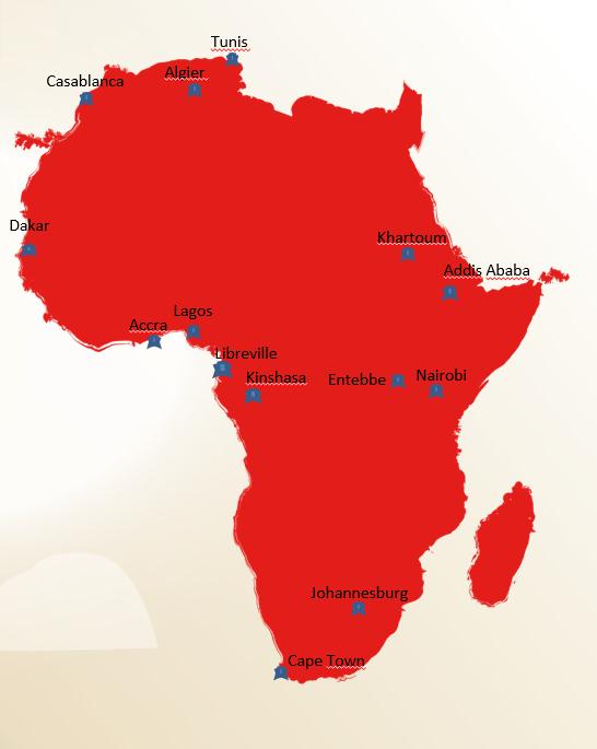 Kargo Uçağı Frekansı Algiers 3 Accra 2 Nairobi 3 Casablanca 1 Lagos 3 Khartoum 1 Tunis 1 Entebbe 1 Dakar 1 TOPLAM 16 Geniş Gövde Frekansı