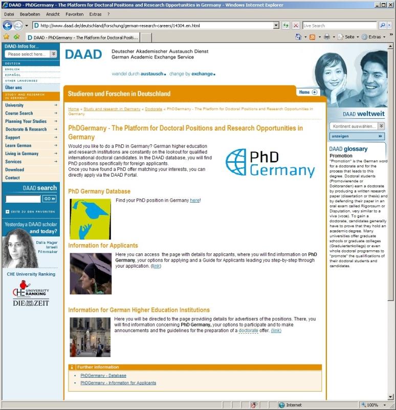 5.3. PhD Germany web sayfası Anasayfa: