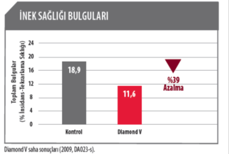 Geçiş Dönemi ve Erken Laktasyonda Diamond V Etkisi «Araştırmalar Diamond V ürünleri ilave edilmiş yemlerle beslenen ineklerin geçiş döneminde ve erken laktasyon döneminde kuru madde alımını 0,45 kg