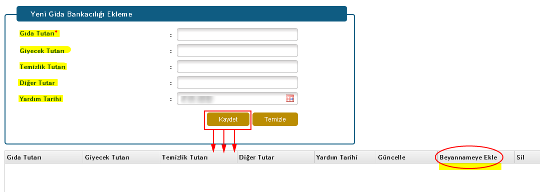 10.Bölümde yer alan diğer bir soru da yıl içerisinde gıda bankacılığı yapıp yapmadığınız sorusudur.