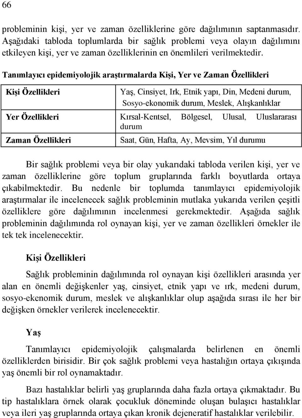 Tanımlayıcı epidemiyolojik araģtırmalarda KiĢi, Yer ve Zaman Özellikleri KiĢi Özellikleri Yaş, Cinsiyet, Irk, Etnik yapı, Din, Medeni durum, Sosyo-ekonomik durum, Meslek, Alışkanlıklar Yer