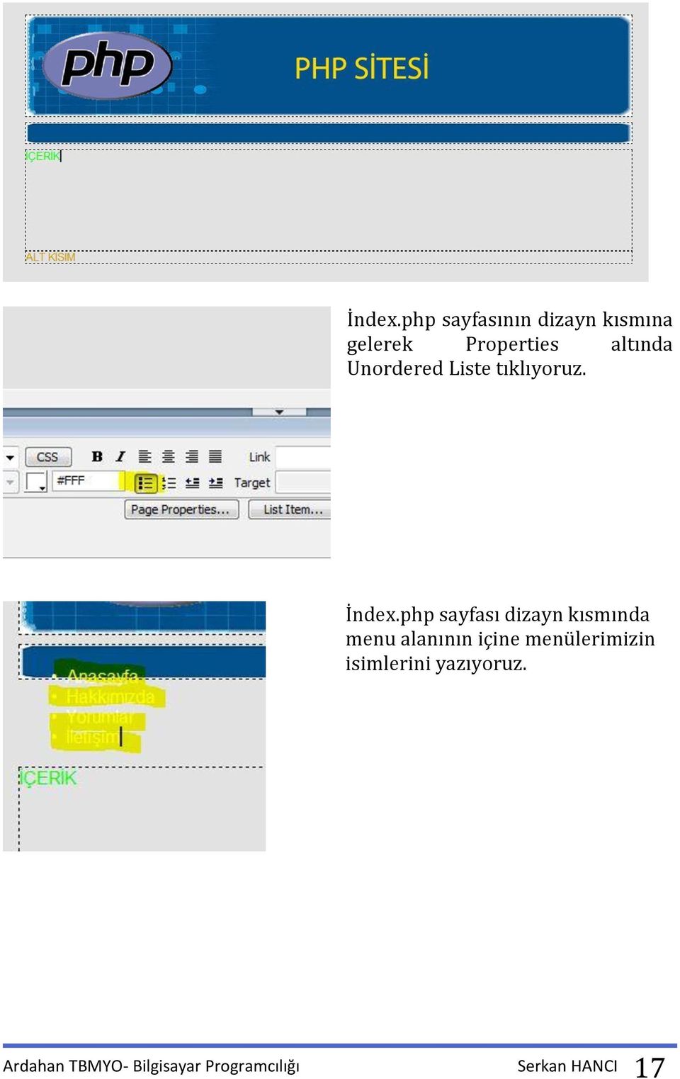 Unordered Liste tıklıyoruz.