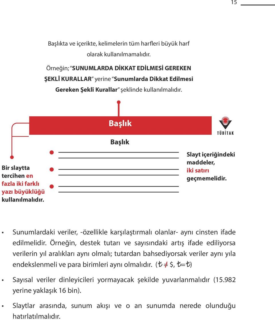 Başlık Başlık Bir slaytta tercihen en fazla iki farklı yazı büyüklüğü kullanılmalıdır. Slayt içeriğindeki maddeler, iki satırı geçmemelidir.