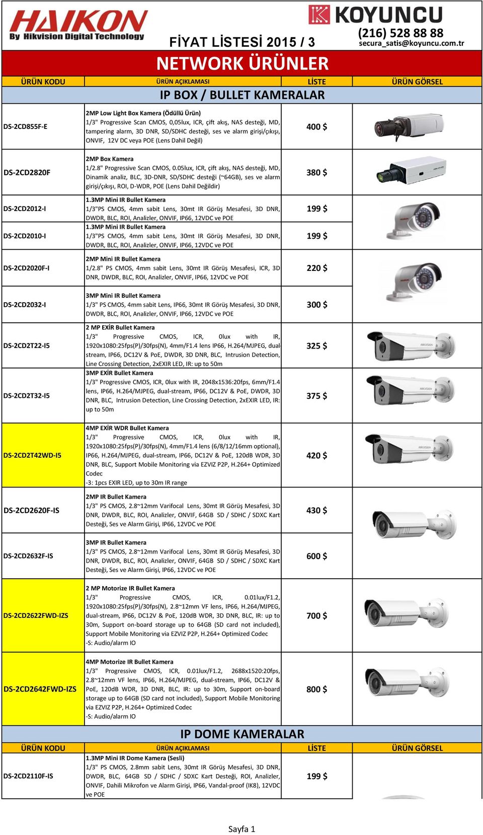 tr DS-2CD2820F DS-2CD2012-I DS-2CD2010-I DS-2CD2020F-I 2MP Box Kamera 1/2.8" Progressive Scan CMOS, 0.