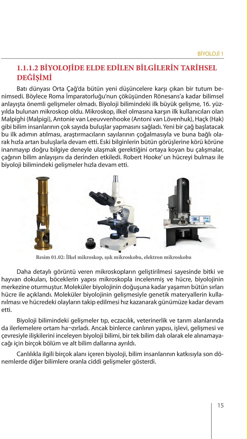 Mikroskop, ilkel olmasına karşın ilk kullanıcıları olan Malpighi (Malpigi), Antonie van Leeuvvenhooke (Antoni van Lövenhuk), Haçk (Hak) gibi bilim insanlarının çok sayıda buluşlar yapmasını sağladı.
