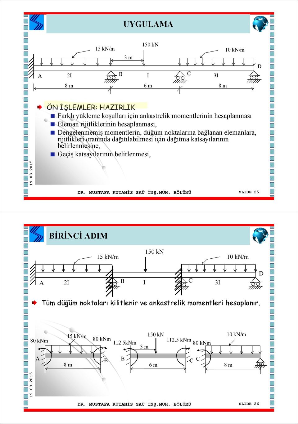 belirlenmesine, Geçiş katsayılarının belirlenmesi, DR. MUSTAFA KUTANİS SAÜ İNŞ.MÜH.