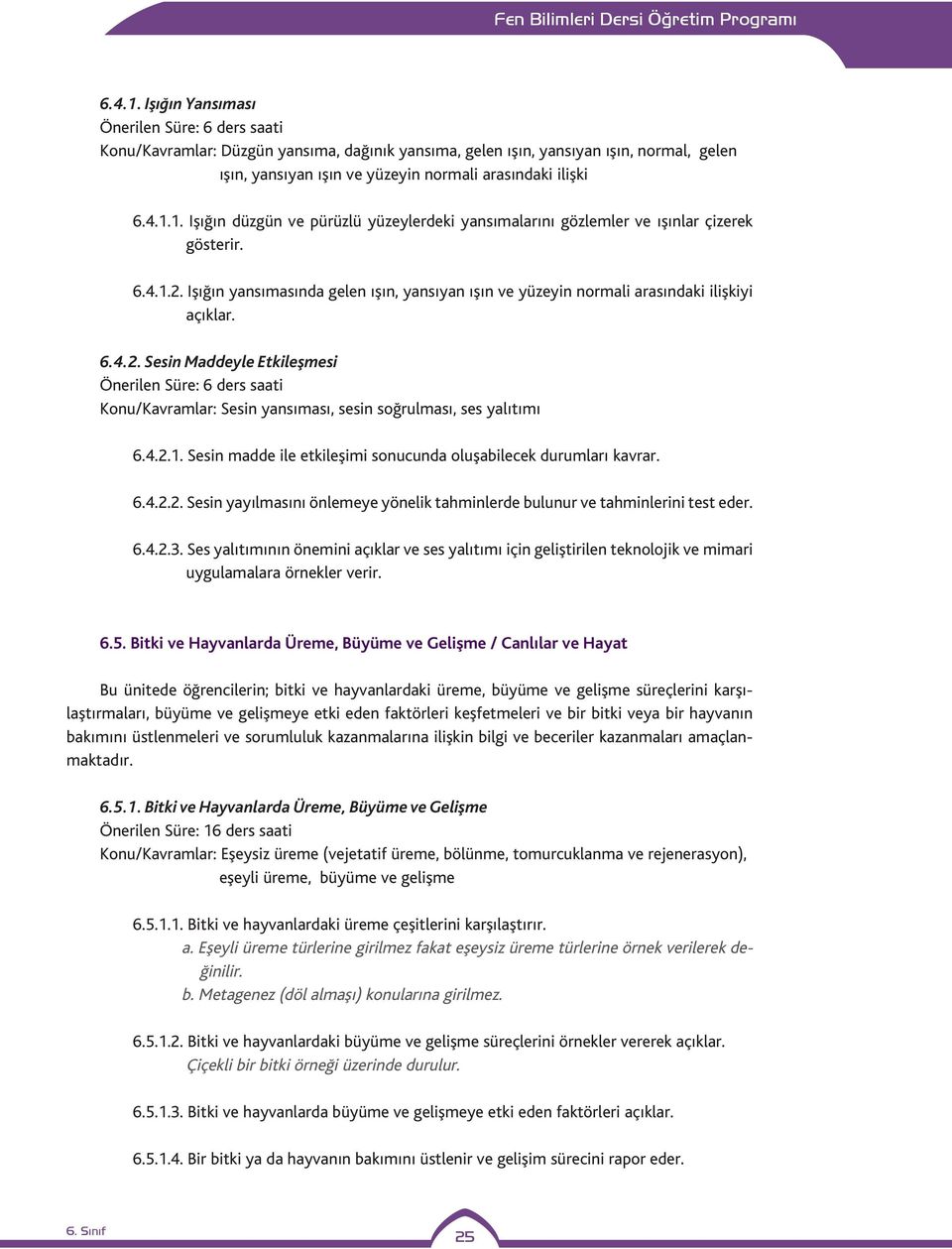 4.2.1. Sesin madde ile etkileşimi sonucunda oluşabilecek durumları kavrar. 6.4.2.2. Sesin yayılmasını önlemeye yönelik tahminlerde bulunur ve tahminlerini test eder. 6.4.2.3.