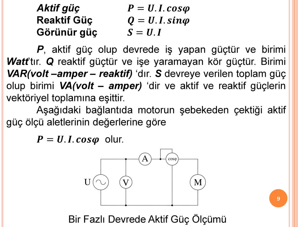 Birimi VAR(volt amper reaktif) dır.