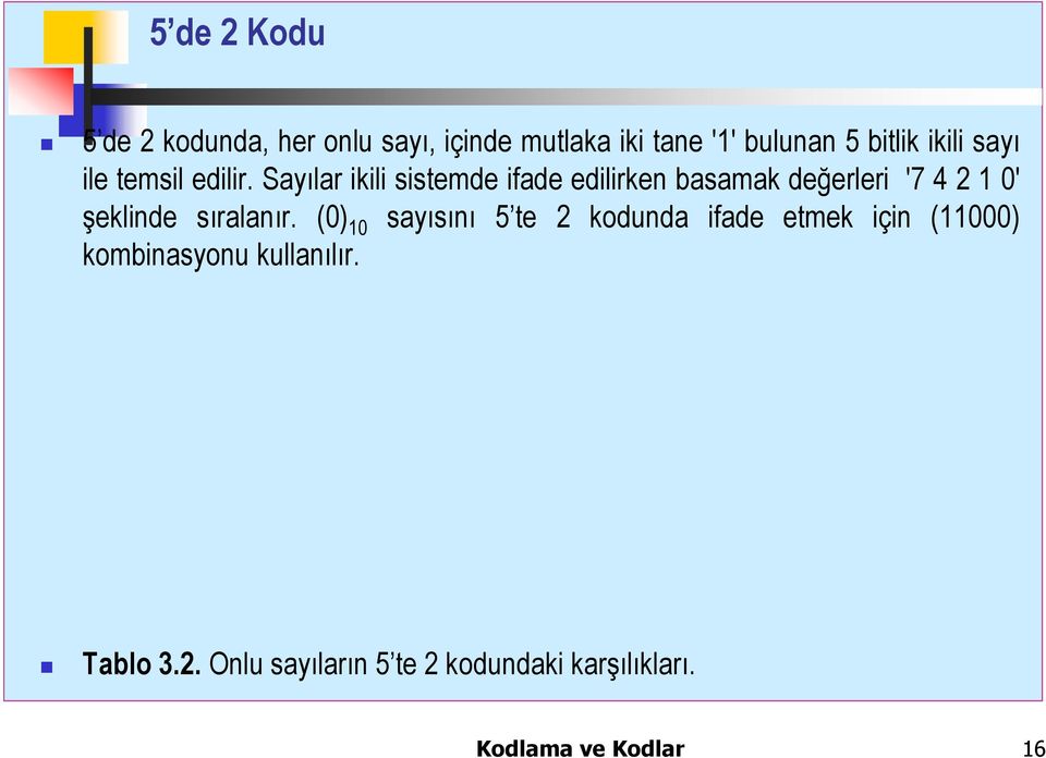 Sayılar ikili sistemde ifade edilirken basamak değerleri '7 4 2 1 0' şeklinde sıralanır.