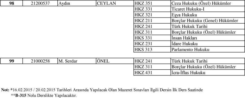 Serdar ÖNEL HKZ 431 İcra-İflas Hukuku Not: *16.02.