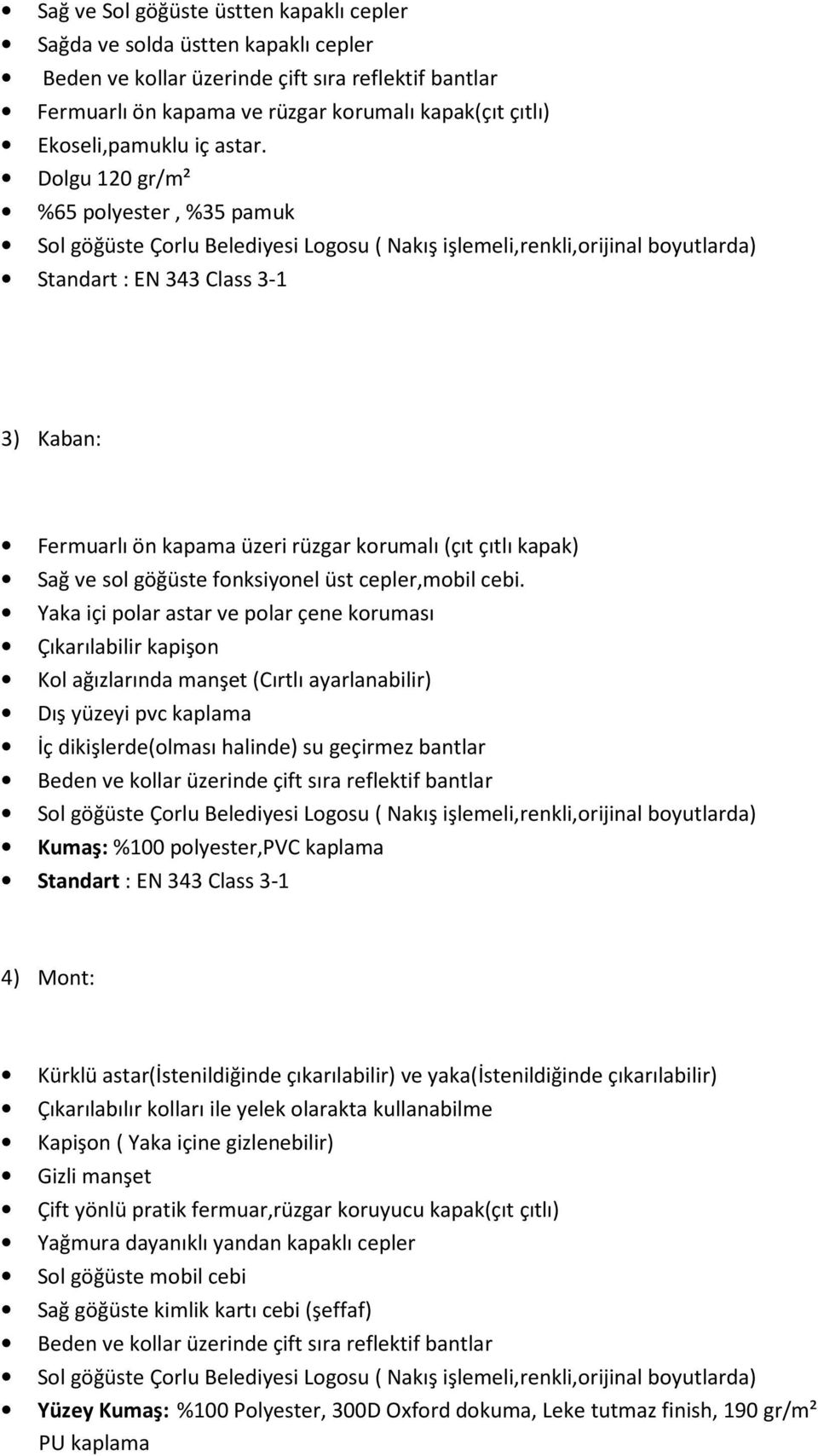 GİYİM MALZEMELERİ TEKNİK ŞARTNAMESİ - PDF Ücretsiz indirin