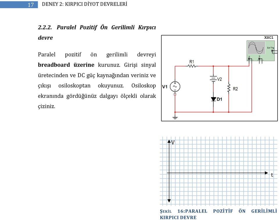 2.2. Paralel Pozitif Ön Gerilimli Kırpıcı devre Paralel pozitif ön gerilimli devreyi