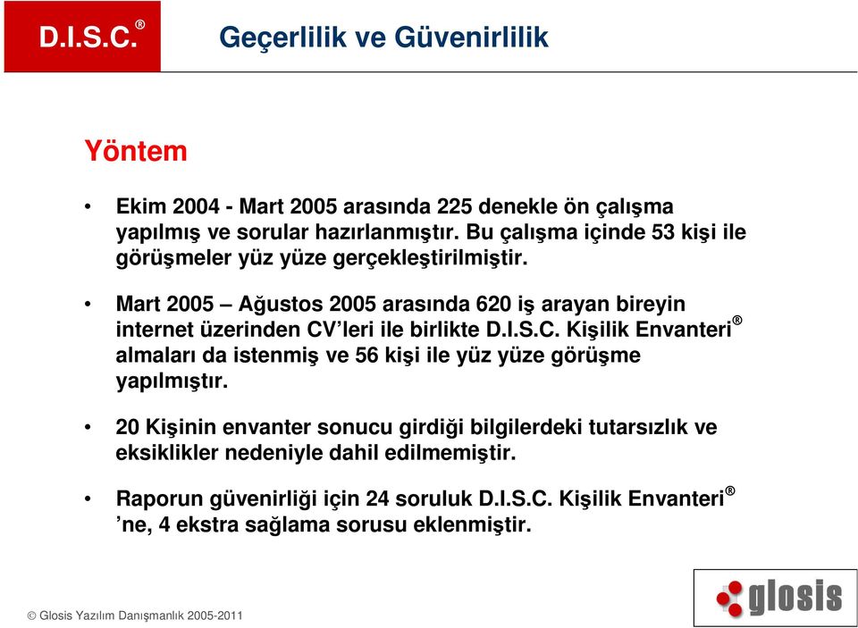 Mart 2005 Ağustos 2005 arasında 620 iş arayan bireyin internet üzerinden CV