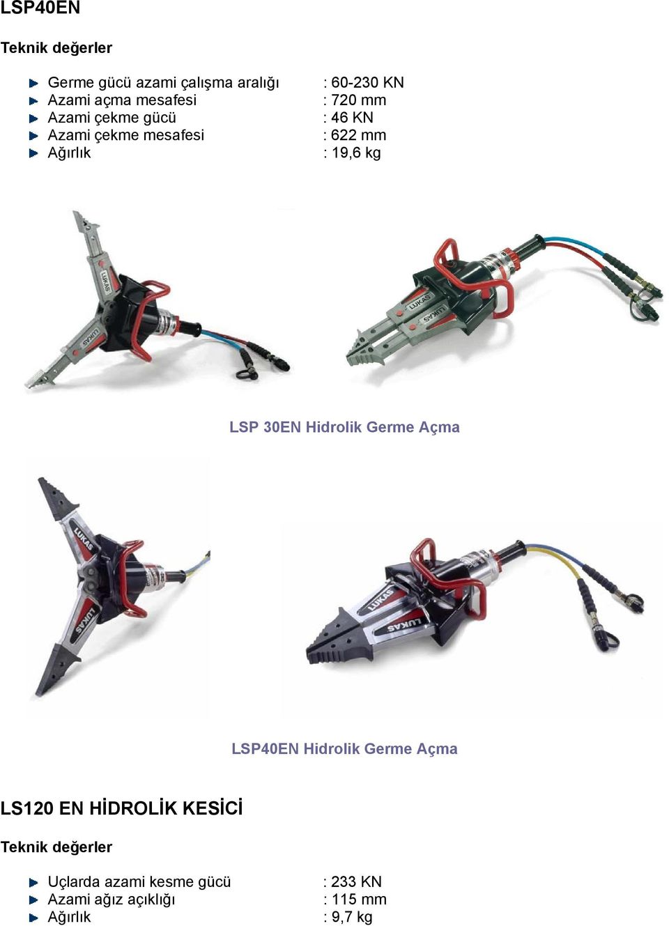 LSP 30EN Hidrolik Germe Açma LSP40EN Hidrolik Germe Açma LS120 EN HİDROLİK