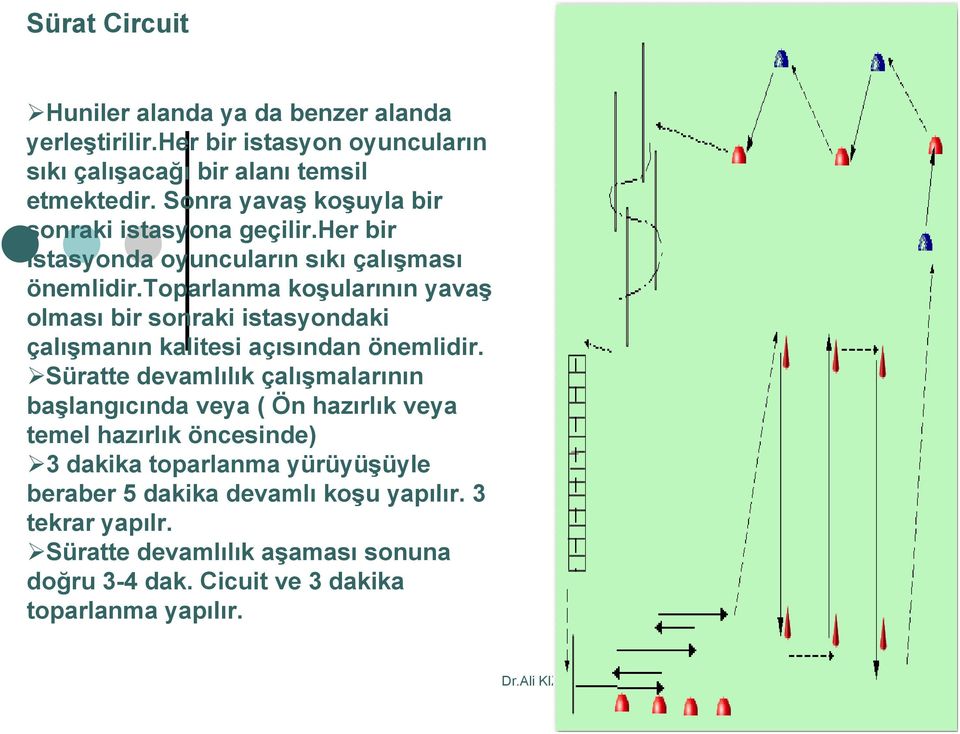 toparlanma koşularının yavaş olması bir sonraki istasyondaki çalışmanın kalitesi açısından önemlidir.