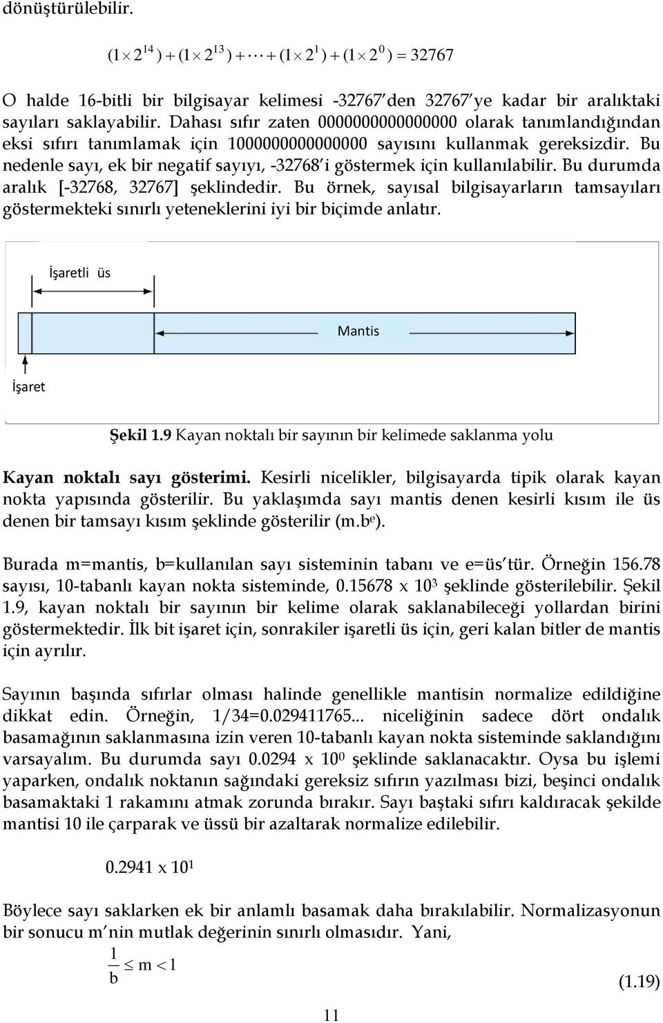 Bu durumda aralık [-768, 767] şeklidedir. Bu örek, saısal bilgisaarları tamsaıları göstermekteki sıırlı eteeklerii ii bir biçimde alatır. İşaretli üs Matis İşaret İşaret Saı Şekil.