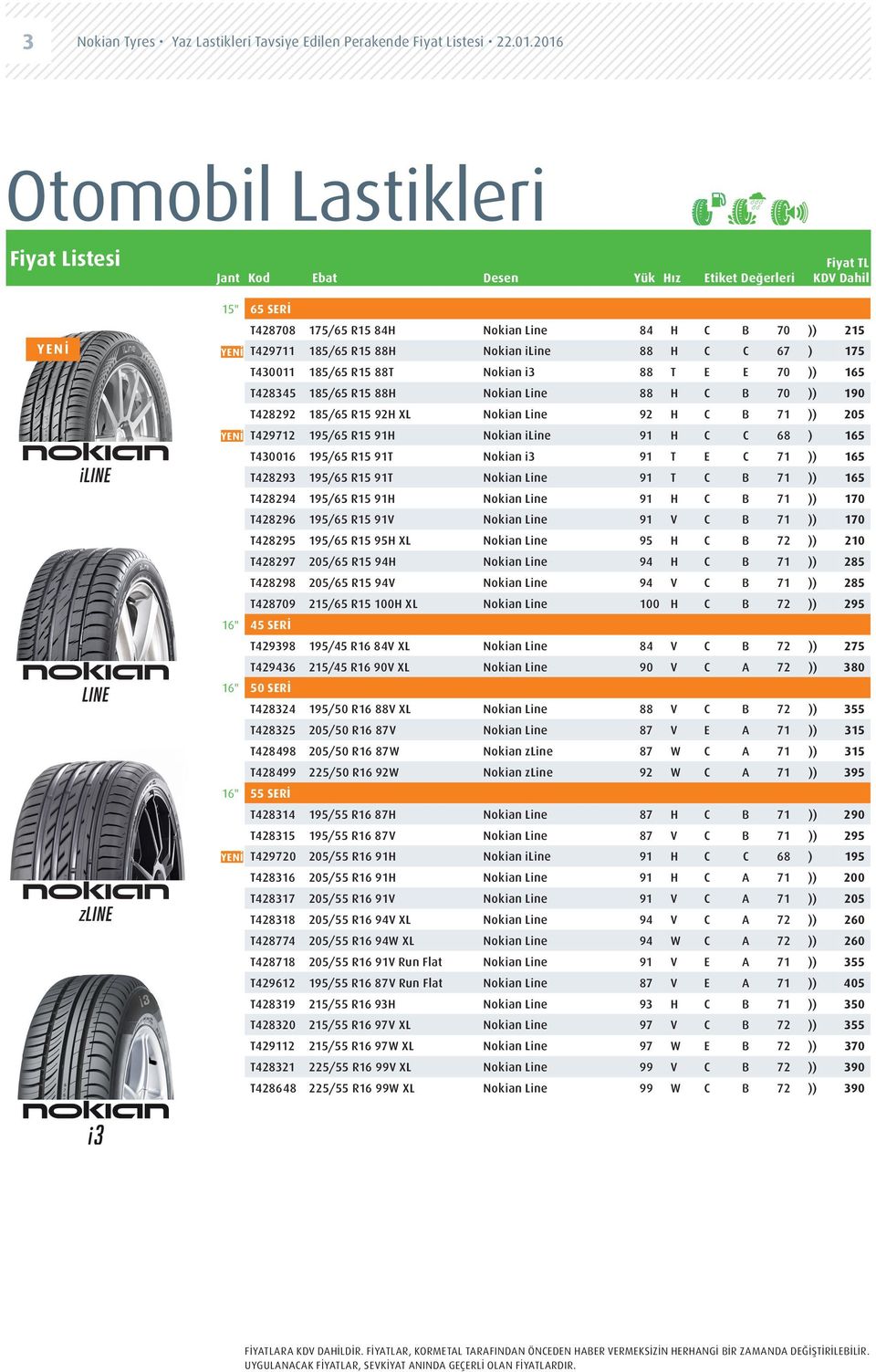 T428345 185/65 R15 88H Nokian Line 88 H C B 70 )) 190 T428292 185/65 R15 92H XL Nokian Line 92 H C B 71 )) 205 T429712 195/65 R15 91H Nokian iline 91 H C C 68 ) 165 T430016 195/65 R15 91T Nokian i3