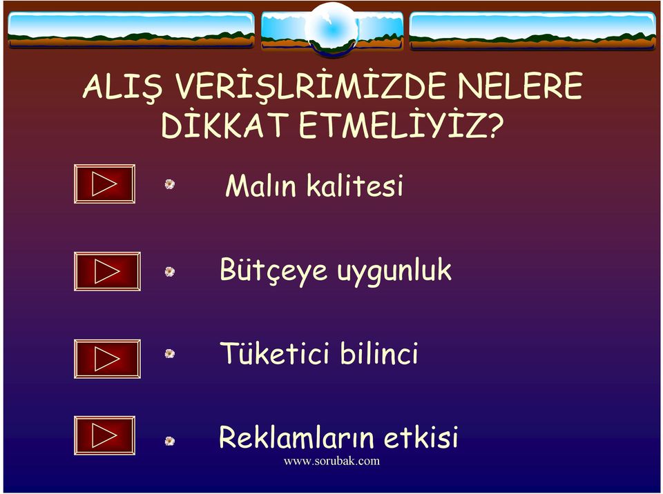 Malın kalitesi Bütçeye uygunluk