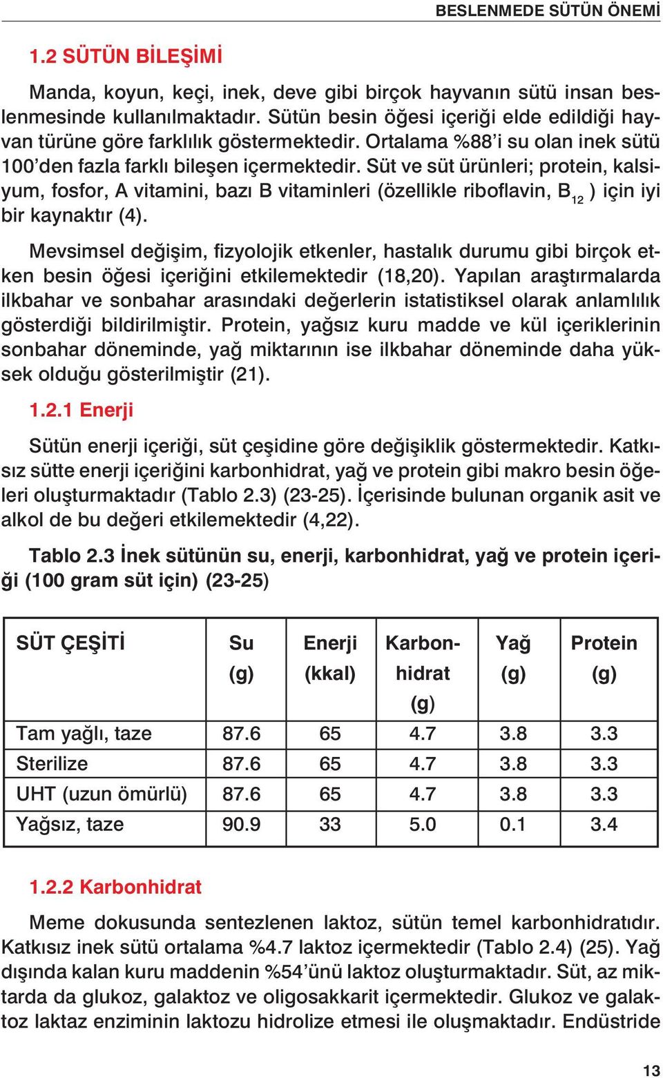 Süt ve süt ürünleri; protein, kalsiyum, fosfor, A vitamini, bazı B vitaminleri (özellikle riboflavin, B 12 ) için iyi bir kaynaktır (4).