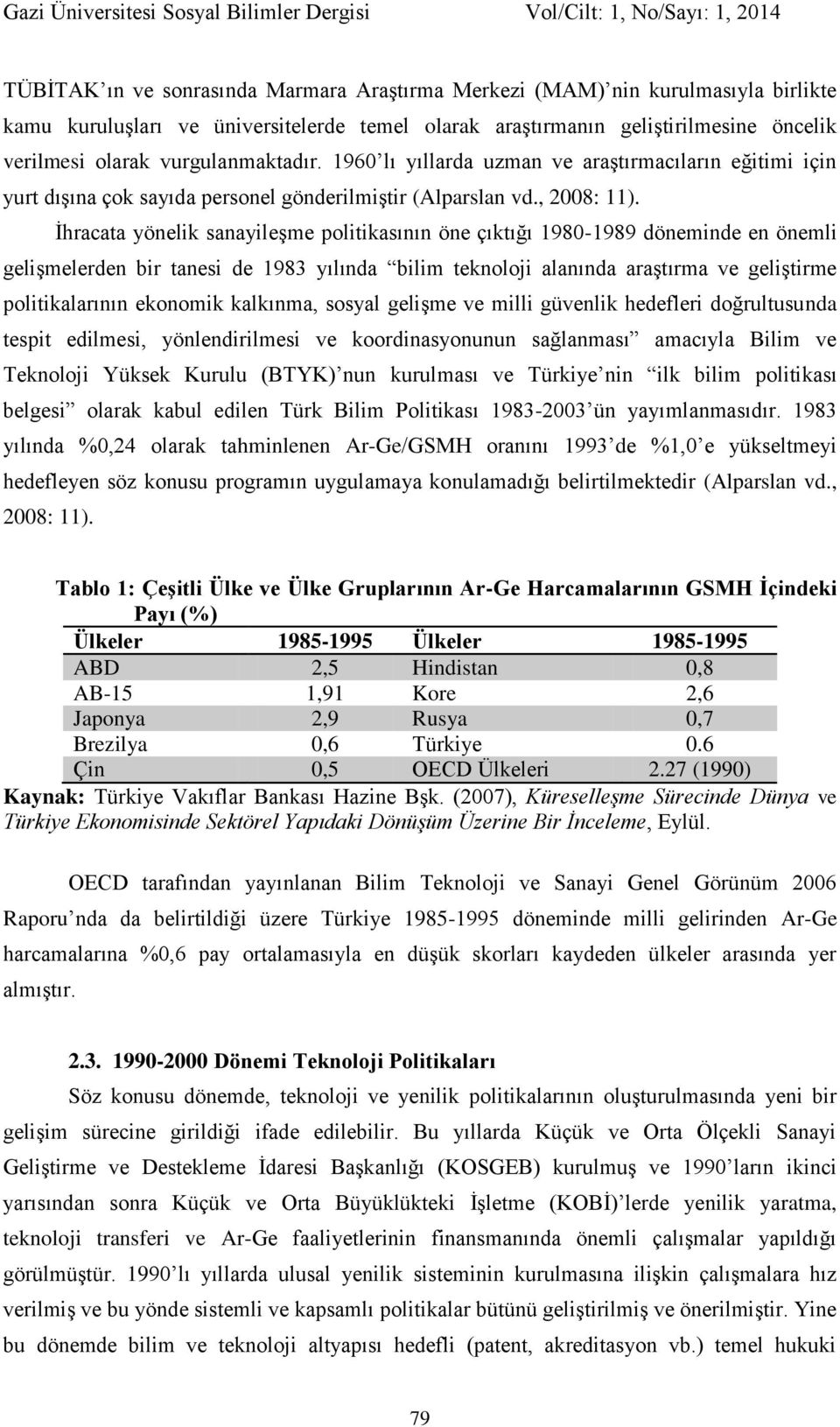 İhracata yönelik sanayileşme politikasının öne çıktığı 1980-1989 döneminde en önemli gelişmelerden bir tanesi de 1983 yılında bilim teknoloji alanında araştırma ve geliştirme politikalarının ekonomik