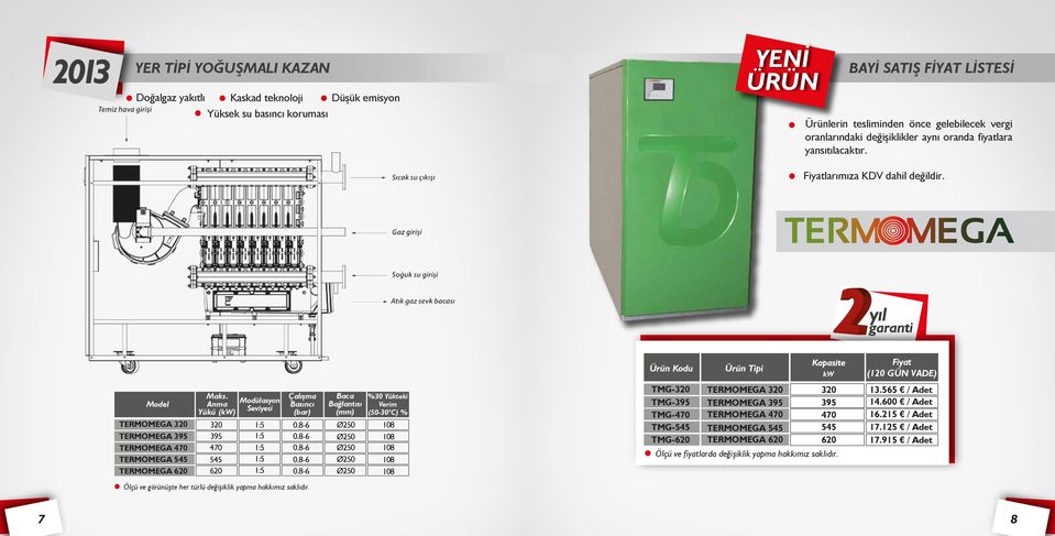 Anma Modülasyon Yükü () Seviyesi 20 95 470 545 620 1:5 1:5 1:5 1:5 1:5 Çalışma (bar) 0.8-6 0.