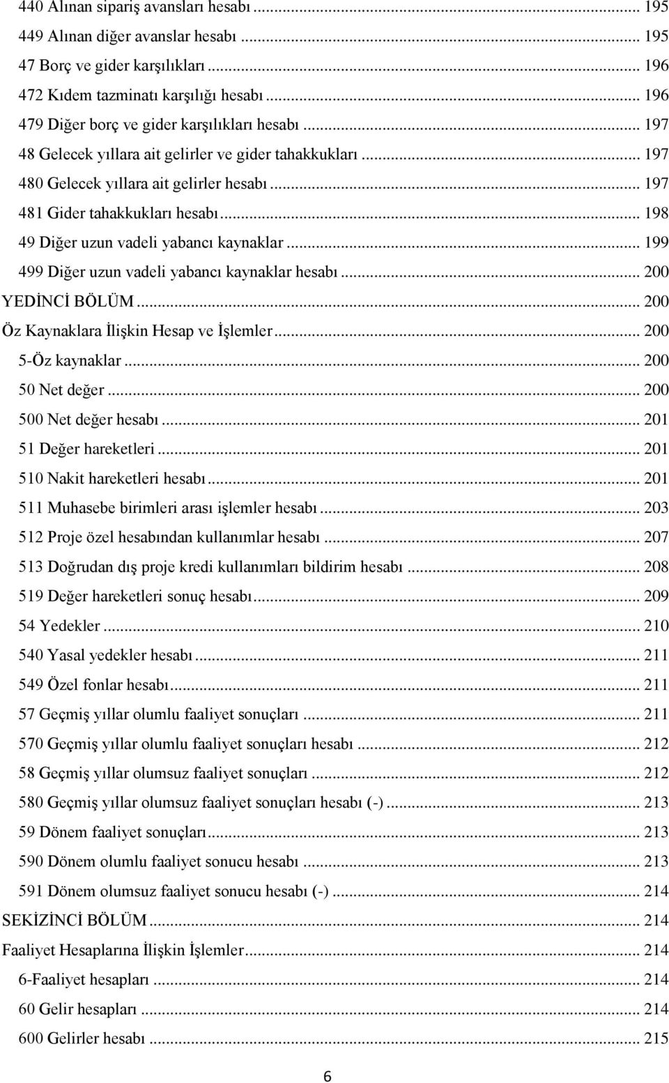 .. 198 49 Diğer uzun vadeli yabancı kaynaklar... 199 499 Diğer uzun vadeli yabancı kaynaklar hesabı... 200 YEDİNCİ BÖLÜM... 200 Öz Kaynaklara İlişkin Hesap ve İşlemler... 200 5-Öz kaynaklar.