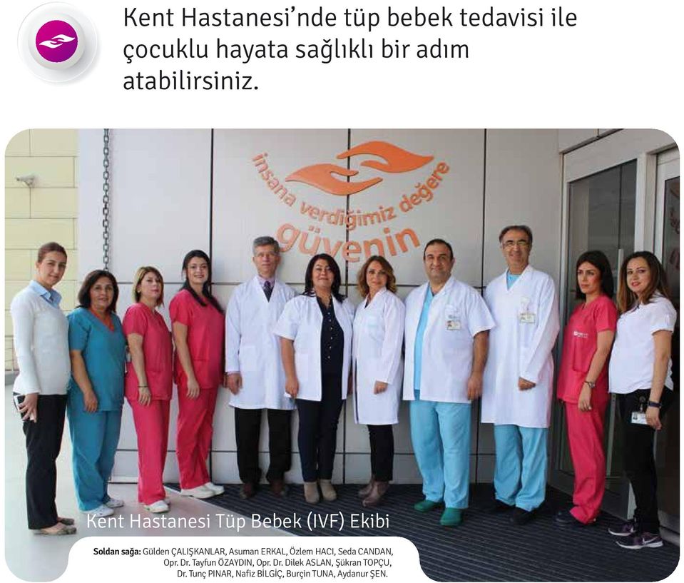 Kent Hastanesi Tüp Bebek (IVF) Ekibi Soldan sağa: Gülden ÇALIŞKANLAR, Asuman