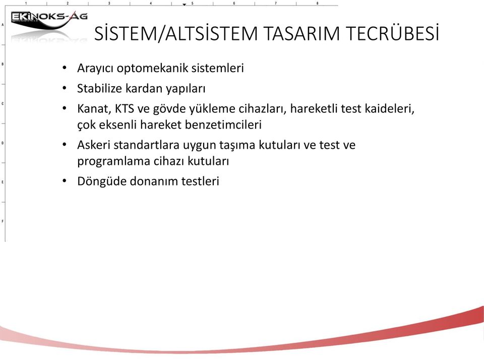 test kaideleri, çok eksenli hareket benzetimcileri Askeri standartlara