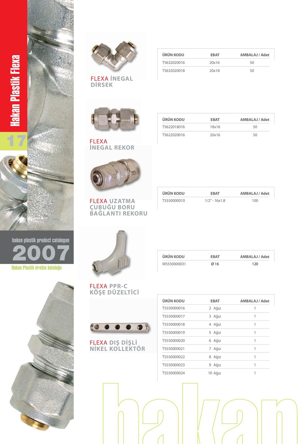 8 hakan plastik product catalogue 2007 Hakan Plastik üretim kataloðu M5500003 Ø 6 20 PPR-C KÖÞE DÜZELTÝCÝ