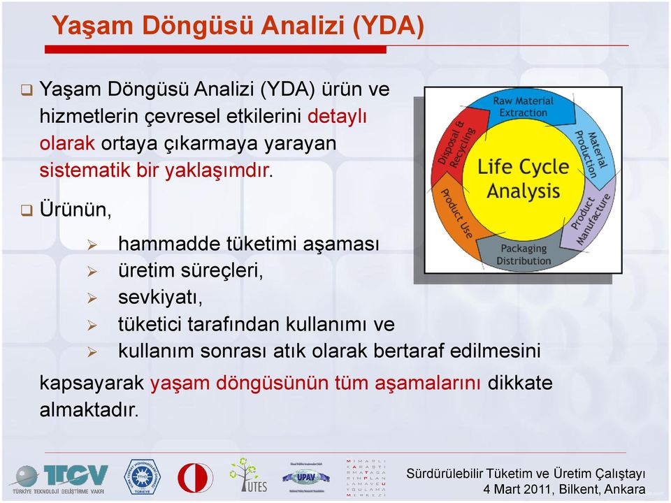 Ürünün, hammadde tüketimi aşaması üretim süreçleri, sevkiyatı, tüketici tarafından kullanımı