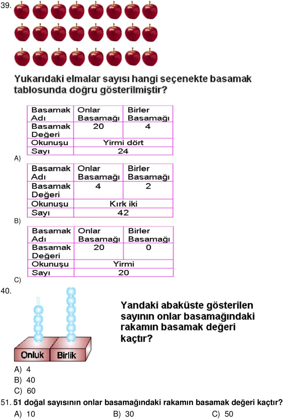 basamağındaki rakamın