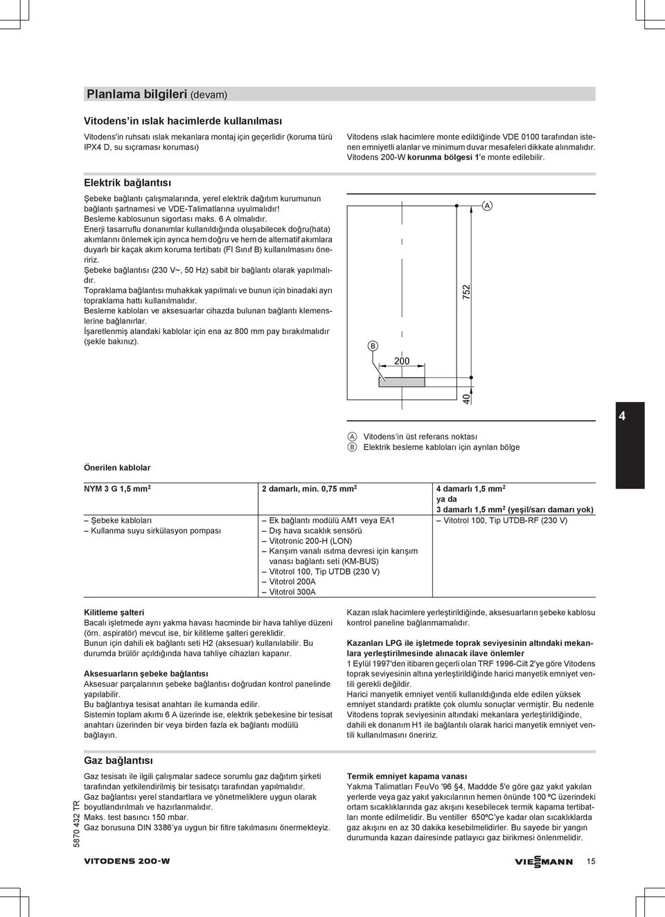 Elektrik bağlantısı Şebeke bağlantı çalışmalarında, yerel elektrik dağıtım kurumunun bağlantı şartnamesi ve VDE-Talimatlarına uyulmalıdır! Besleme kablosunun sigortası maks. 6 A olmalıdır.