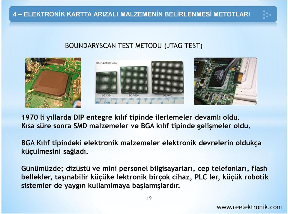 BGA Kılıf tipindeki elektronik malzemeler elektronik devrelerin oldukça küçülmesini sağladı.