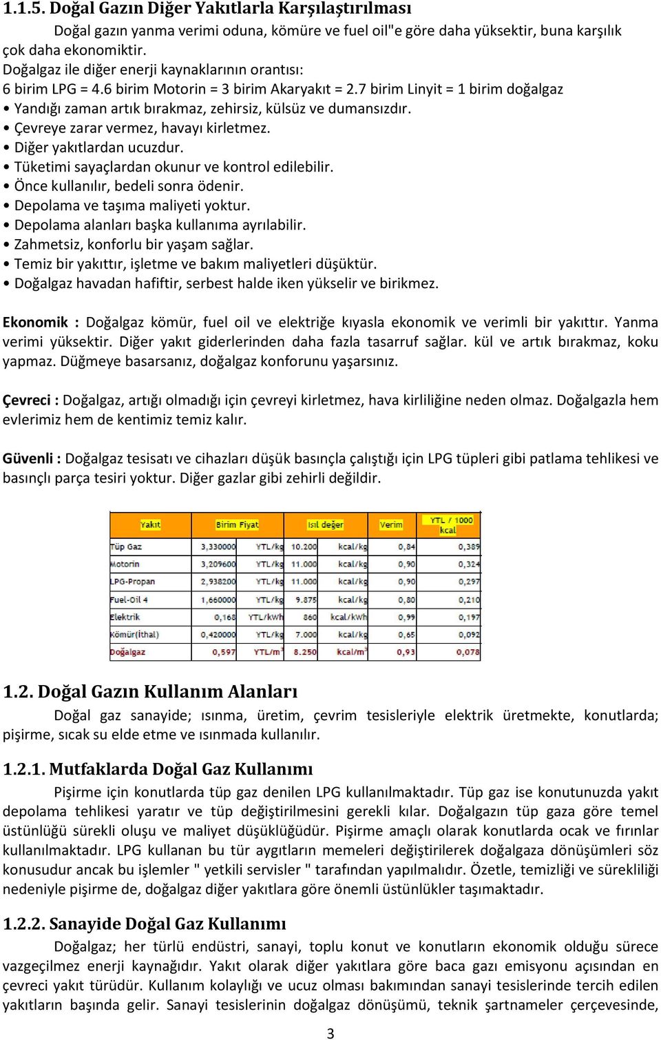 7 birim Linyit = 1 birim doğalgaz Yandığı zaman artık bırakmaz, zehirsiz, külsüz ve dumansızdır. Çevreye zarar vermez, havayı kirletmez. Diğer yakıtlardan ucuzdur.